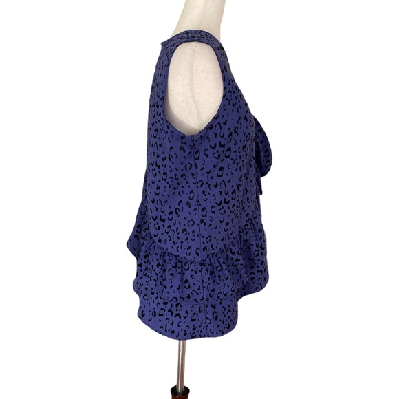 Tyler Boe Purple & Black Leopard Animal Print Asymmetrical Ruffle Tank Top - M - Picture 4 of 13